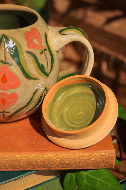 Painted Botanical Temple of Flowers Teapot in Stoneware