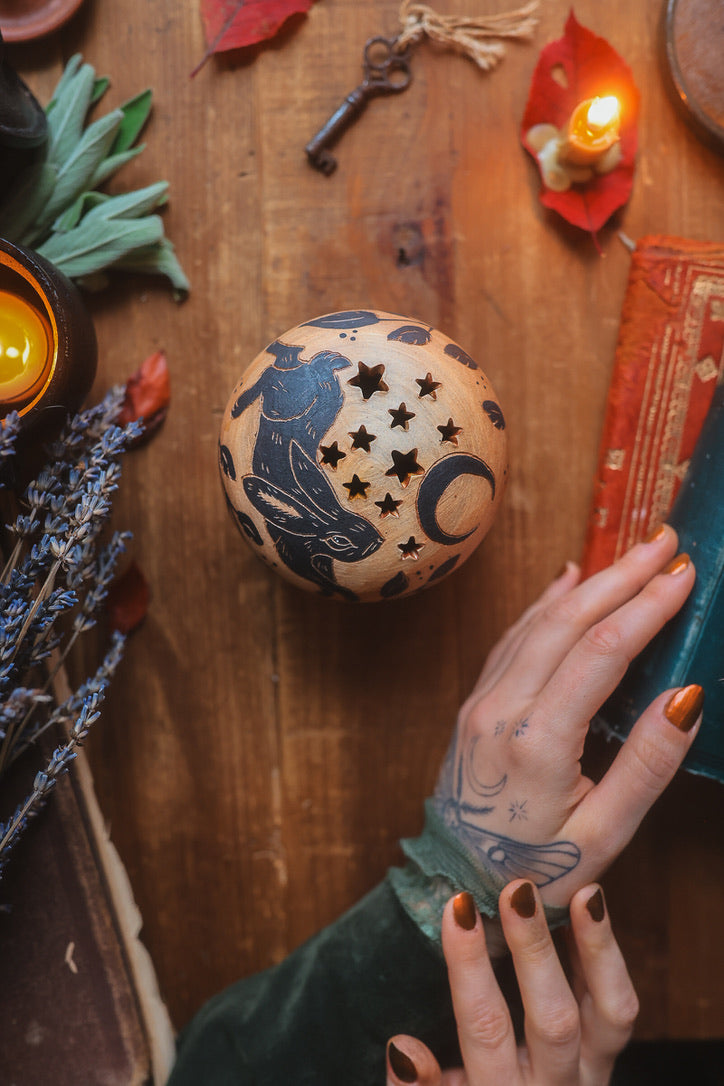 Painted Autumn Rabbit Incense Box