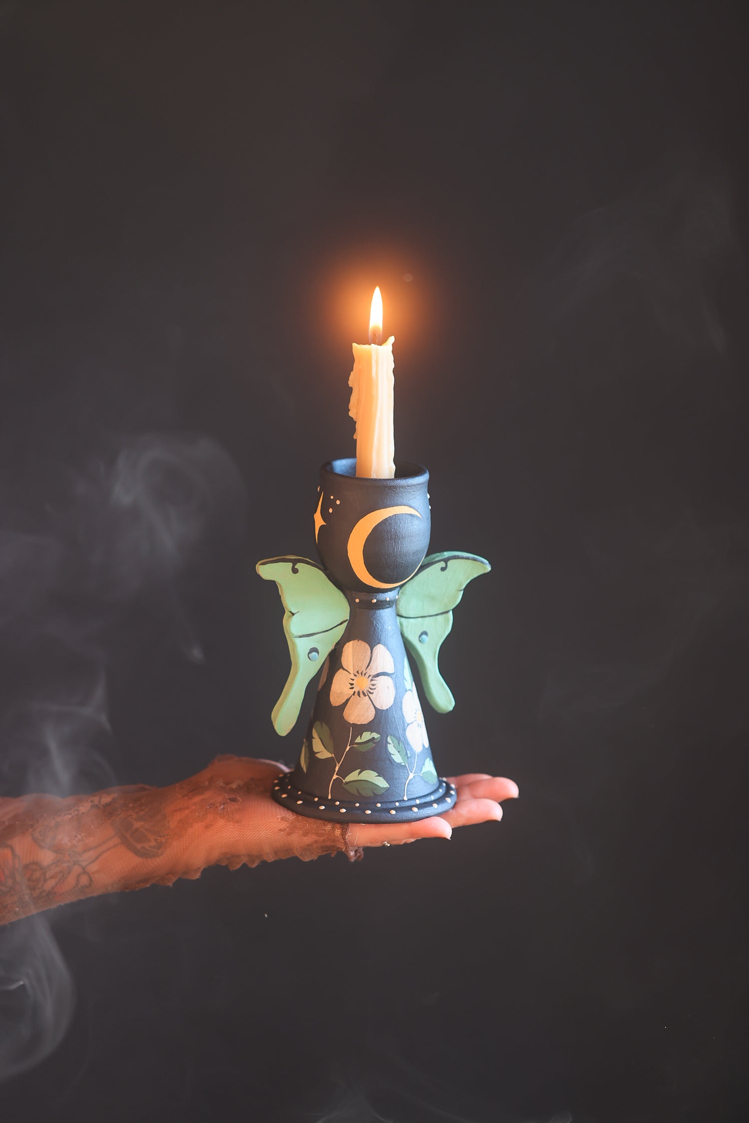 Nocturnalia Luna Moths Candle Holder in Midnight