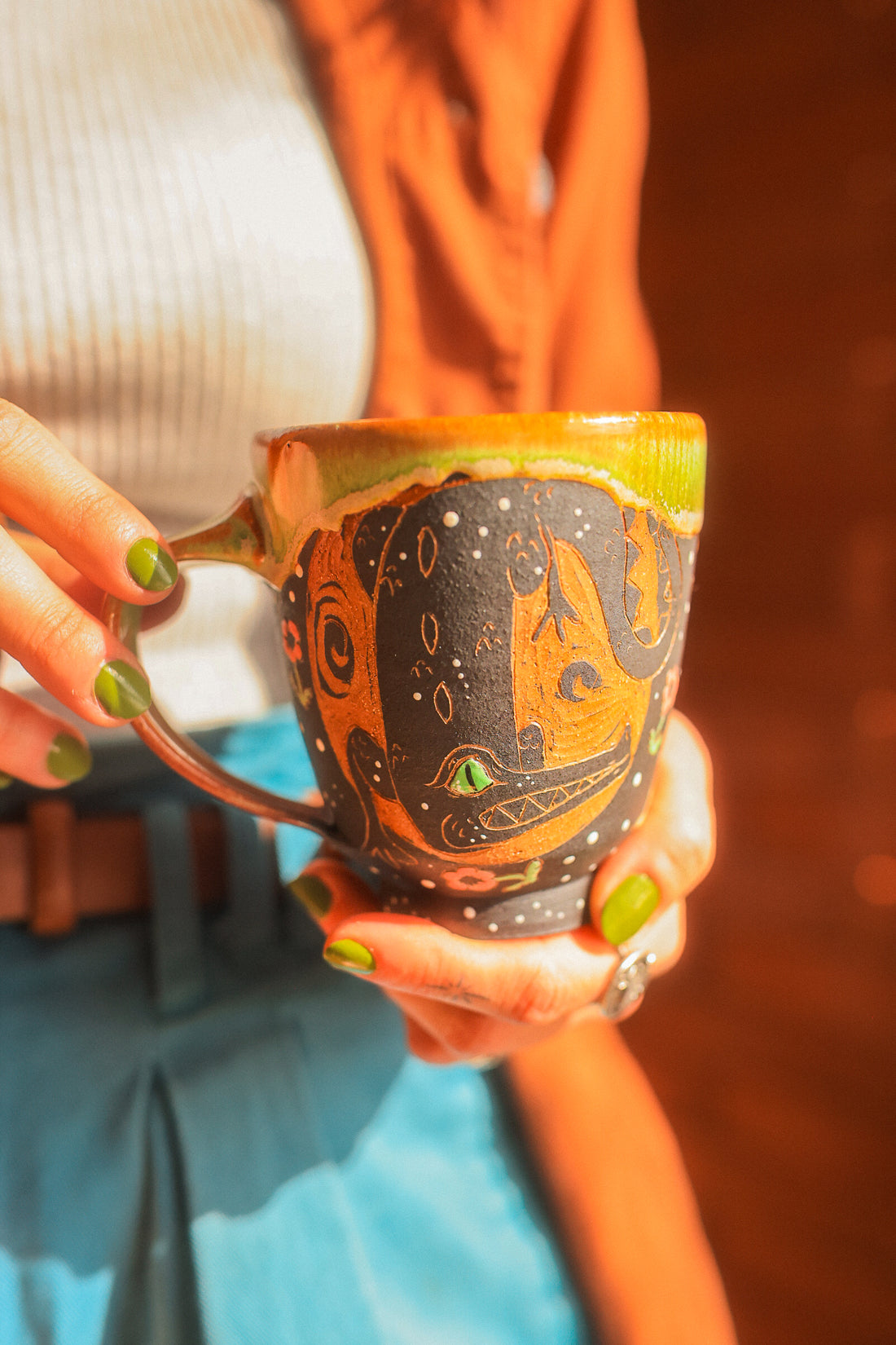Moonlit Swimming Caiman Mug 13 oz