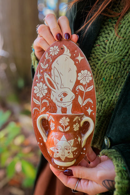 Autumn Hedge Rabbit of Morwain Wall Pocket in Terracotta