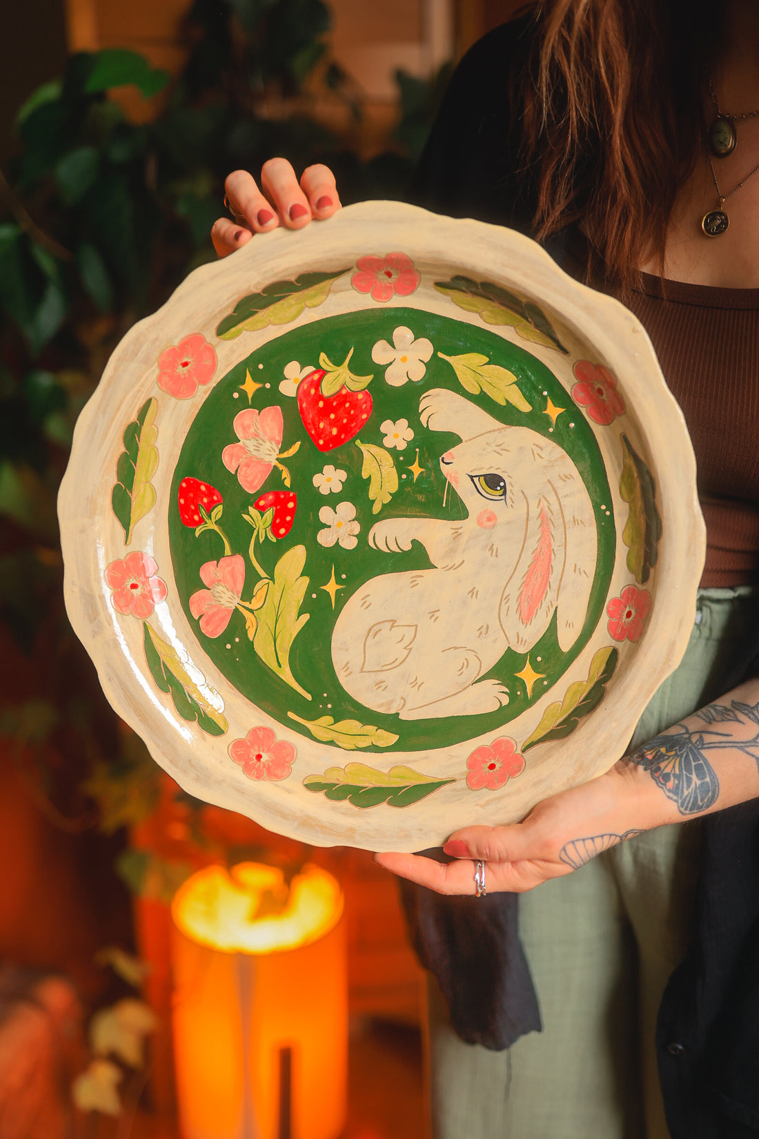 Summer Garden Sorcerer Platter in Painted Stoneware
