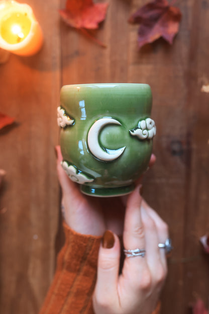 LIMITED PREORDER for The Moonlit Cloud Tumbler in Rosemary Green Porcelain 10-12 oz