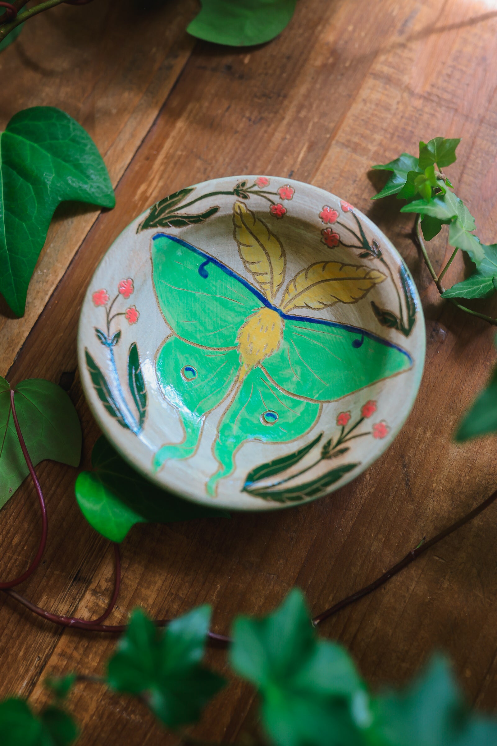 Painted Garden Luna Moth Dish