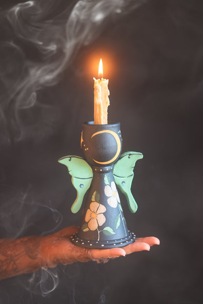 Nocturnalia Luna Moths Candle Holder in Midnight