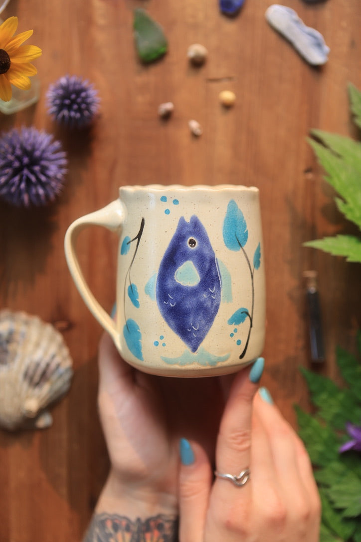 24 Painted Swimming Fishies Mug in Porcelain 13 oz