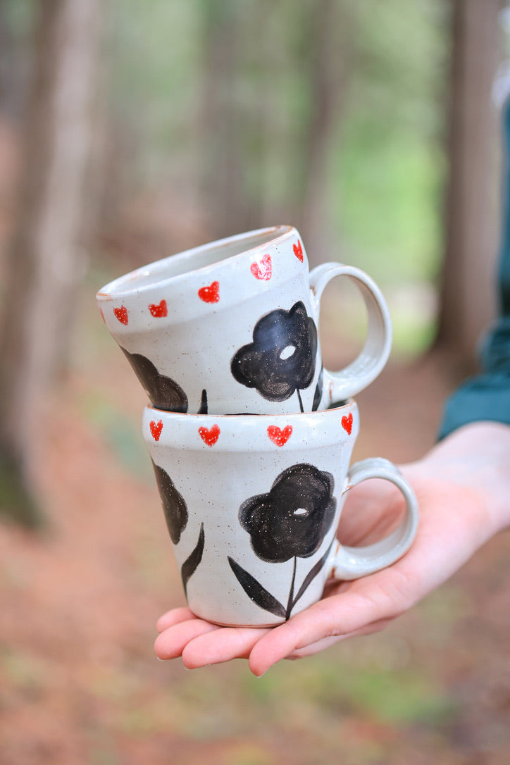 6 Pair of Meadow Flowers Folkware Mugs 10 oz