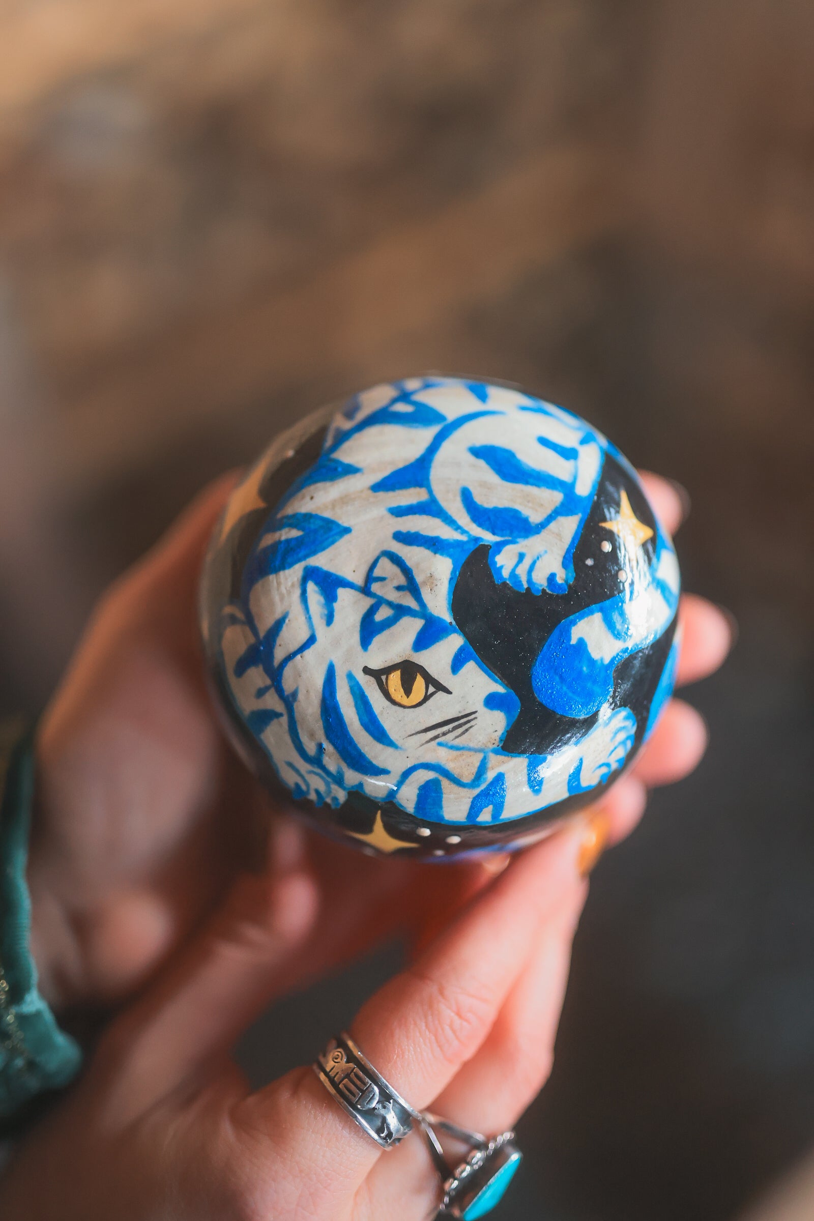 Painted Midnight Astral Tiger Jewelry Box