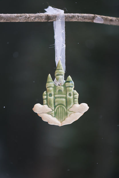 The Cloud Castle Holiday Ornament in Rosemary Porcelain
