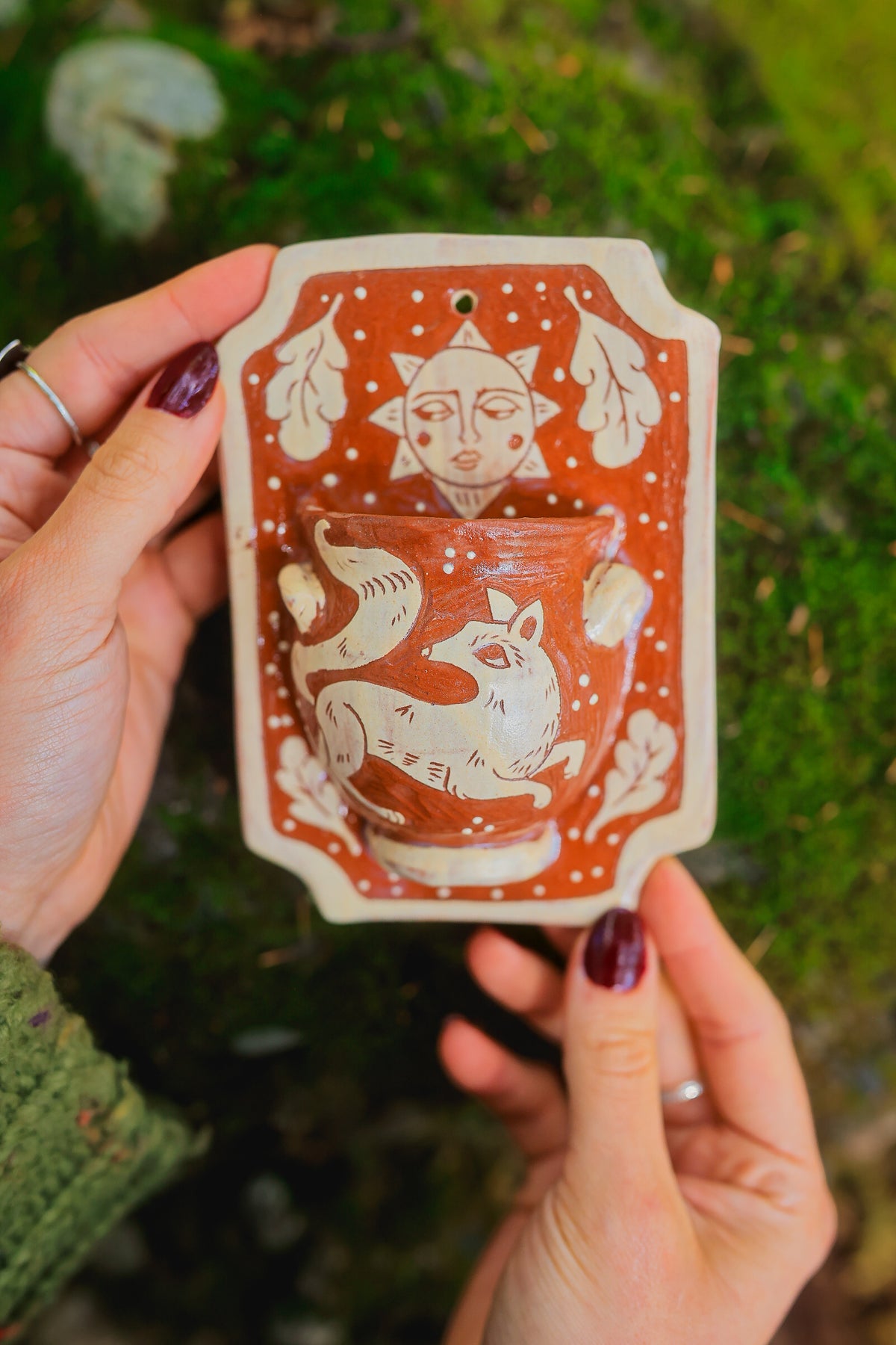 Autumn Forest Fox Wall Pocket in Terracotta