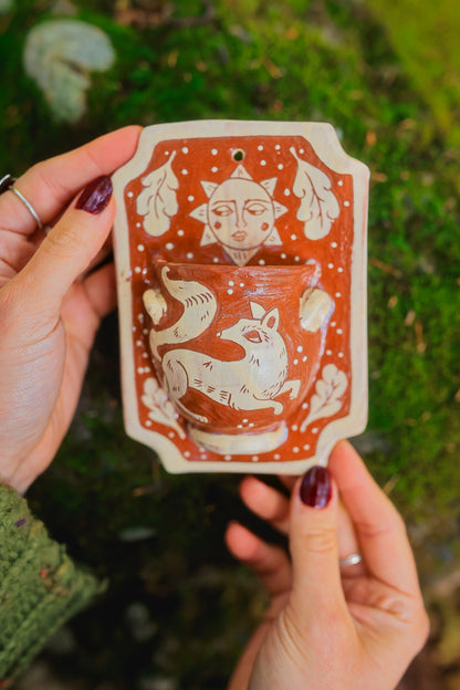 Autumn Forest Fox Wall Pocket in Terracotta