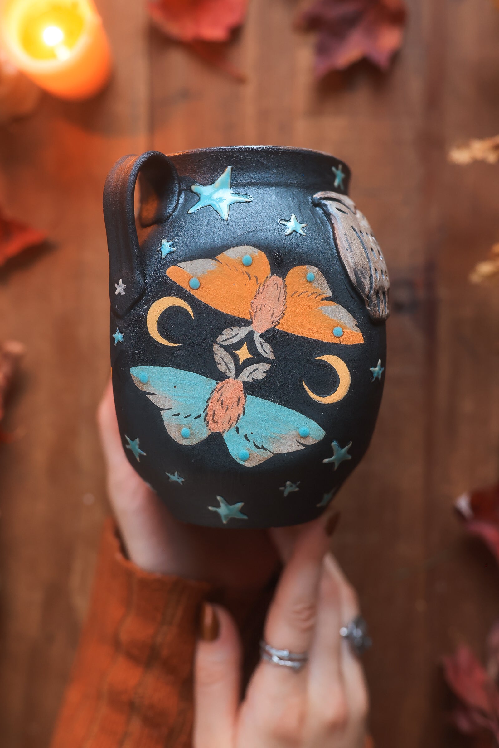 Forest Guardians Handled Vase in Midnight
