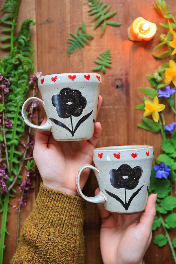 6 Pair of Meadow Flowers Folkware Mugs 10 oz