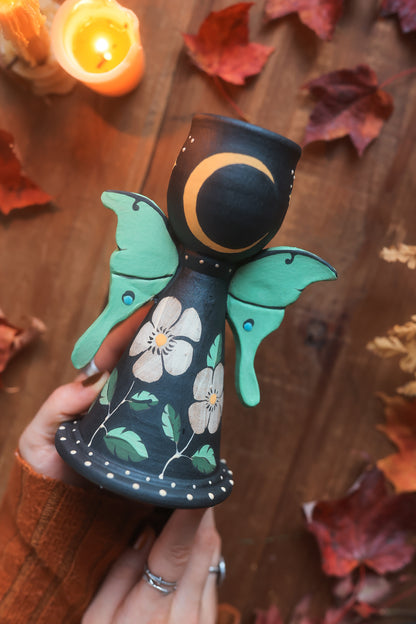 Nocturnalia Luna Moths Candle Holder in Midnight