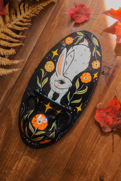 Glazed Midnight White Rabbit of Morwain Wall Pocket