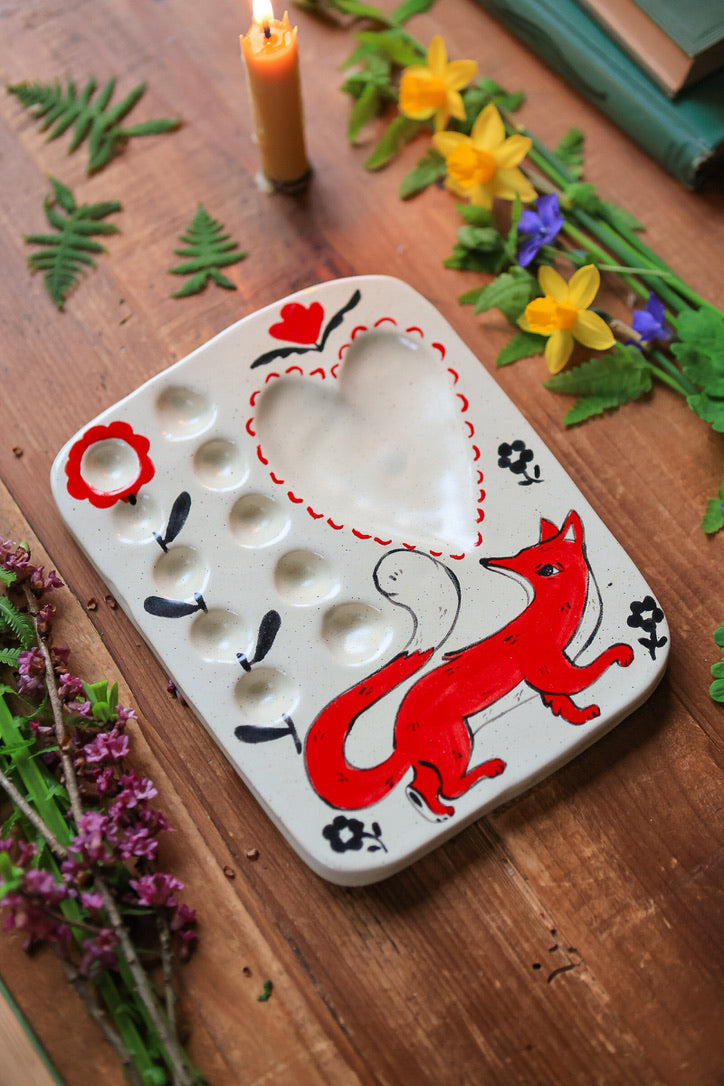 Red Meadow Fox Paint Pallette in Porcelain