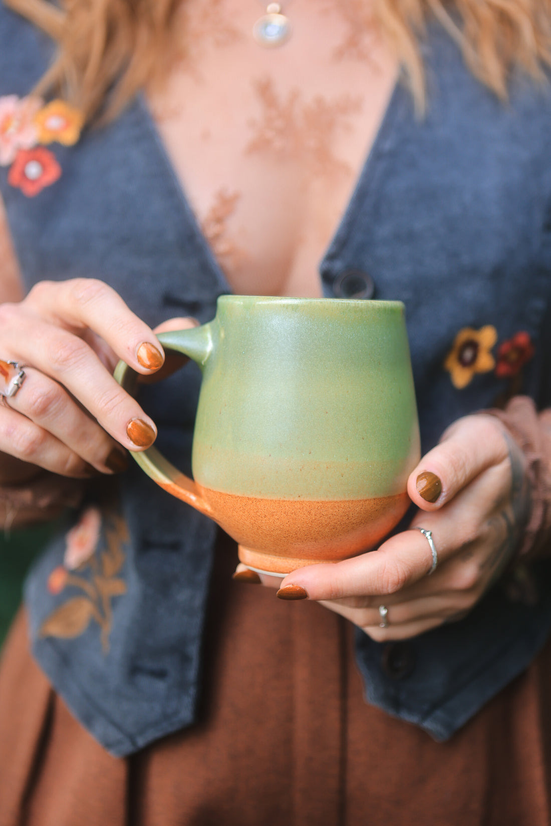 19 Porcelain Autumn Forest Folkware Mug 15 oz