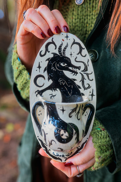 Fire Breathing Dragon of Morwain Wall Pocket in Painted Stoneware