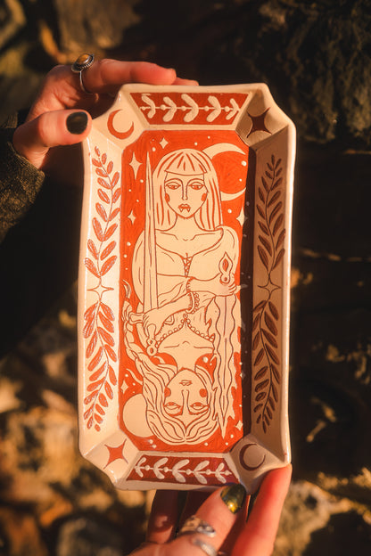 Vampyr Queen of Swords Dish in Slipped Terracotta