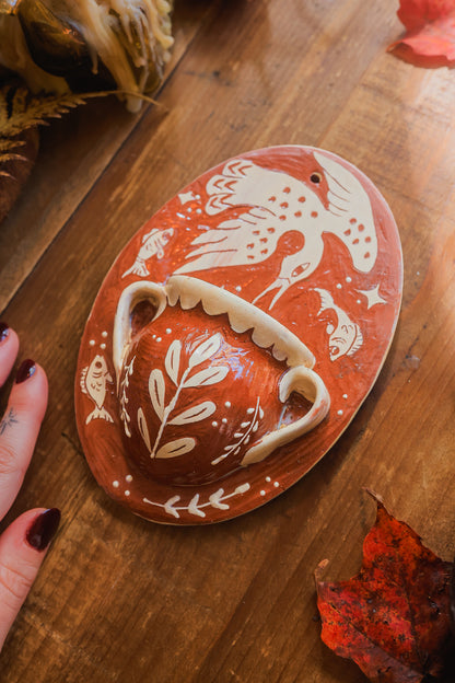 Autumn Lake Loon Wall Pocket in Terracotta