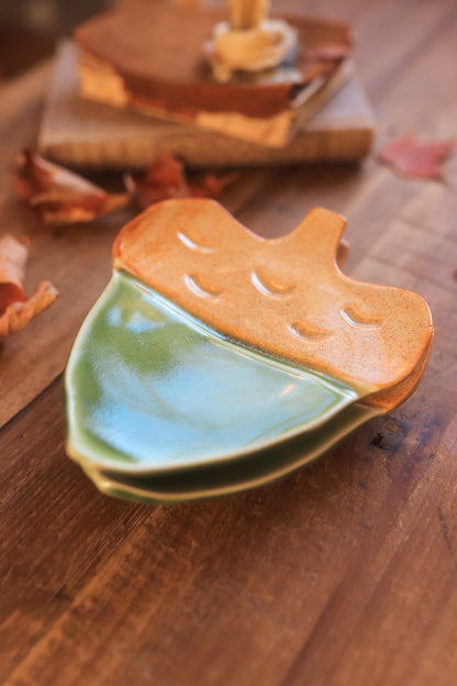 Pair of Autumn Forest Acorn Dishes in Porcelain