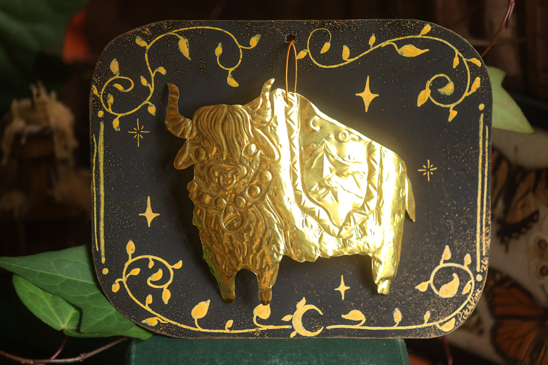 Golden Yak Lord Talisman in Antique Brass