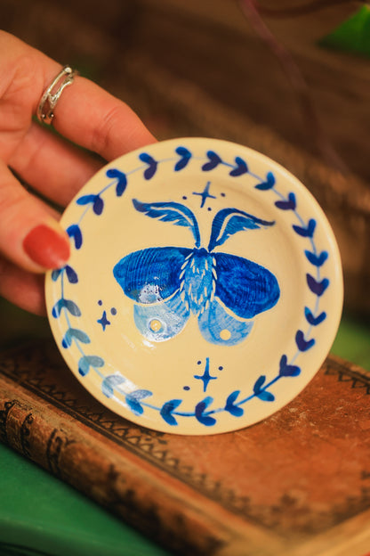 Porcelain Meadow Moth Dish in Washed Cobalt