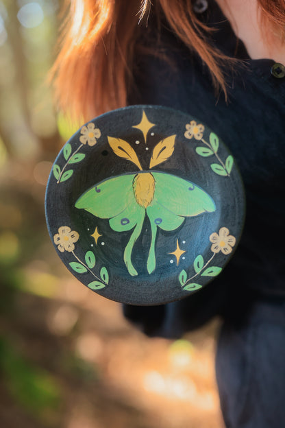 Painted Midnight Luna Moth Trinket Dish