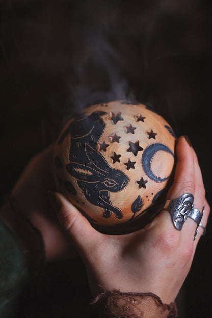 Painted Autumn Rabbit Incense Box