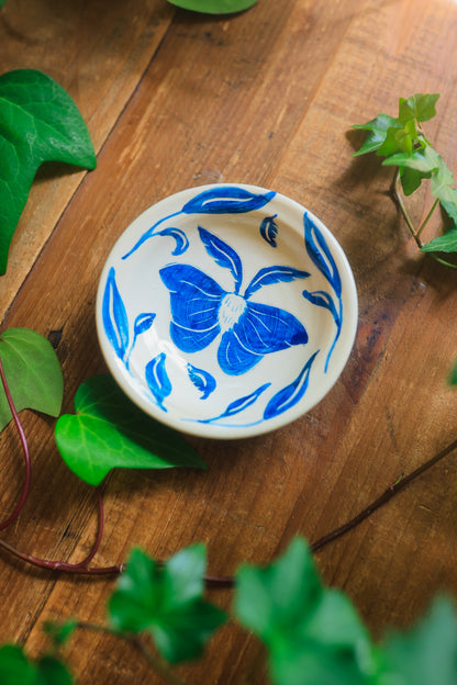 Porcelain Meadow Moth Dish in Washed Cobalt
