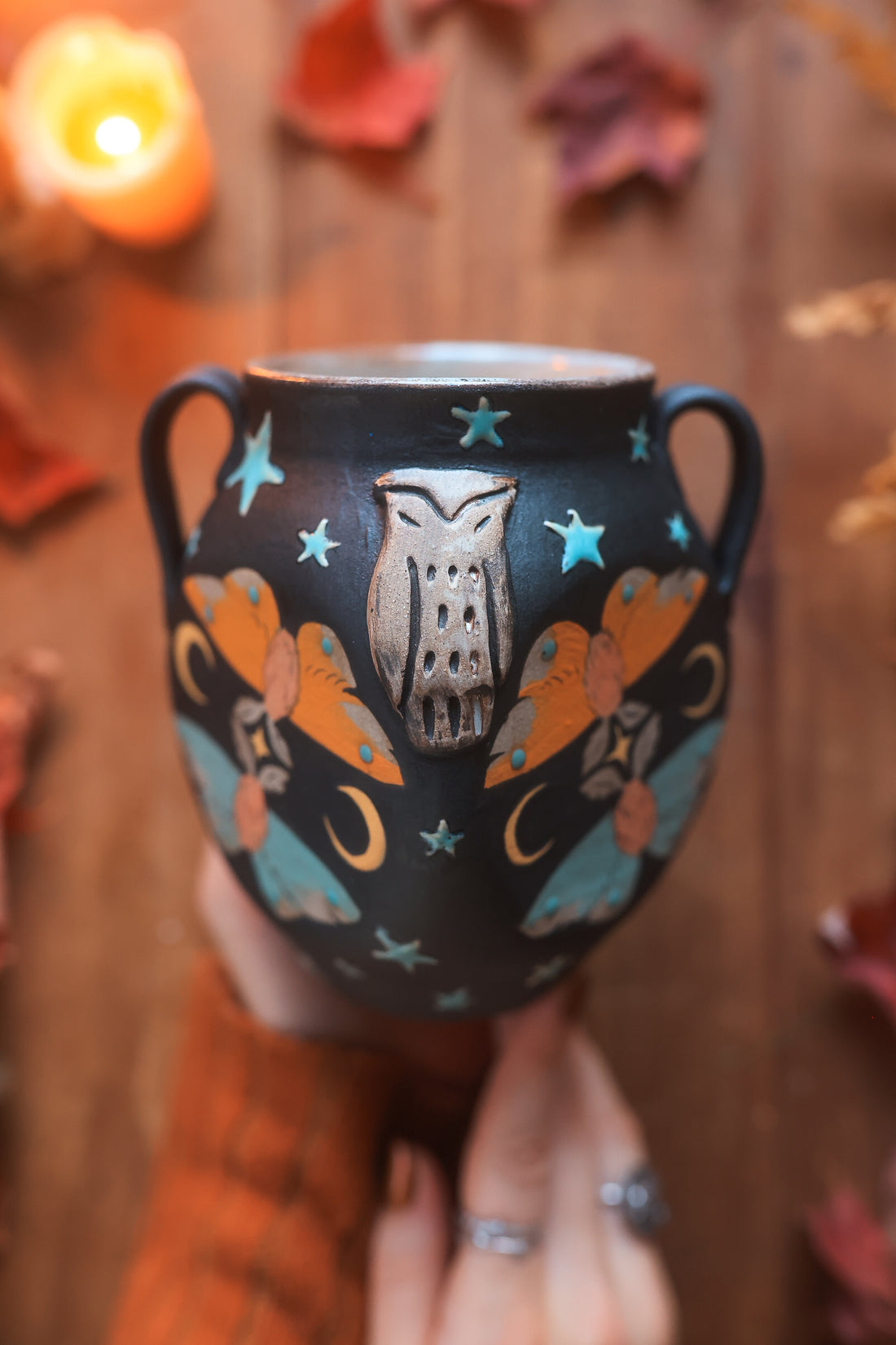 Forest Guardians Handled Vase in Midnight