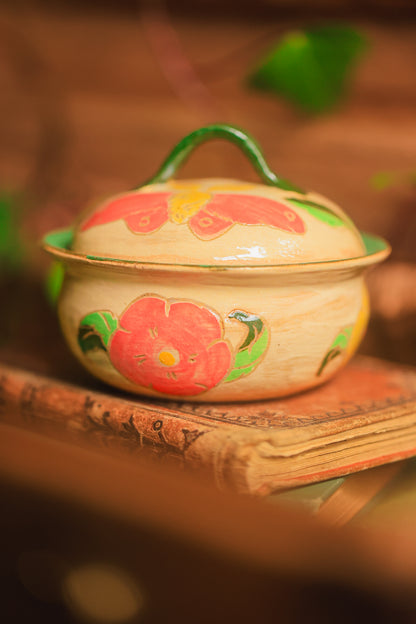 Painted Garden Moths Lidded Jar in Stoneware