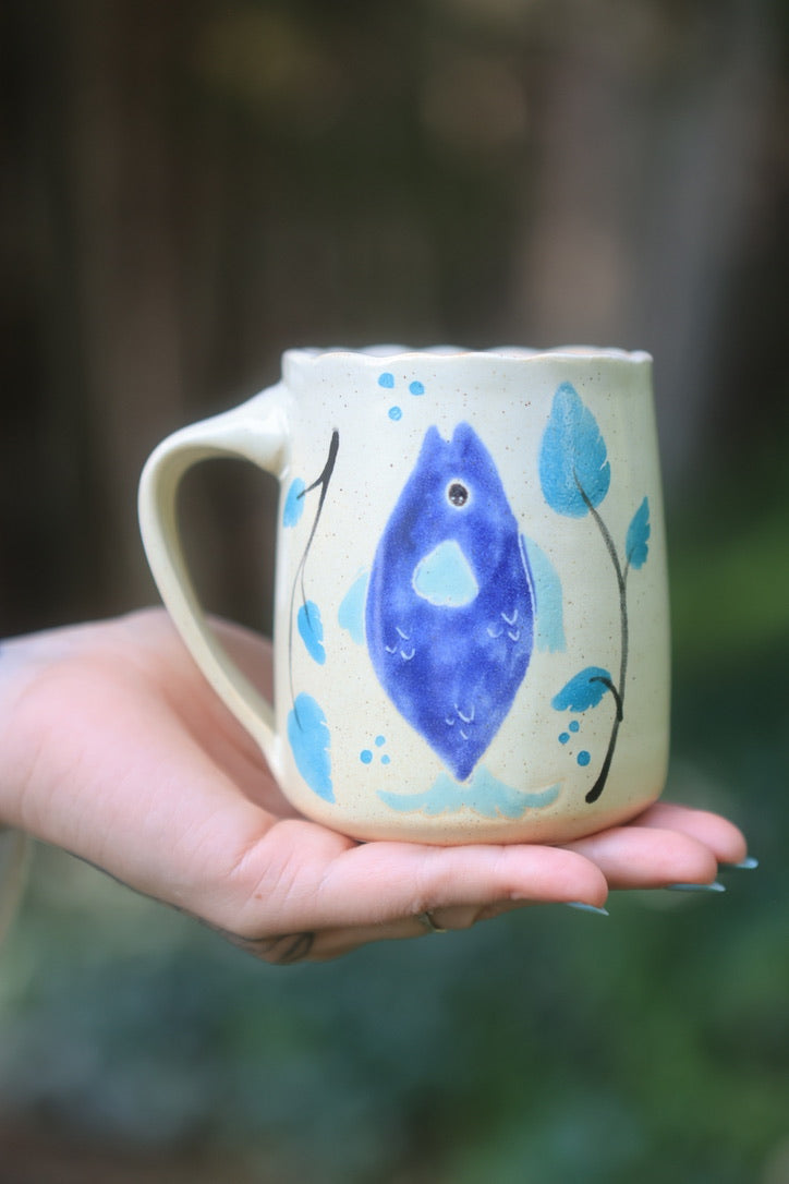 24 Painted Swimming Fishies Mug in Porcelain 13 oz