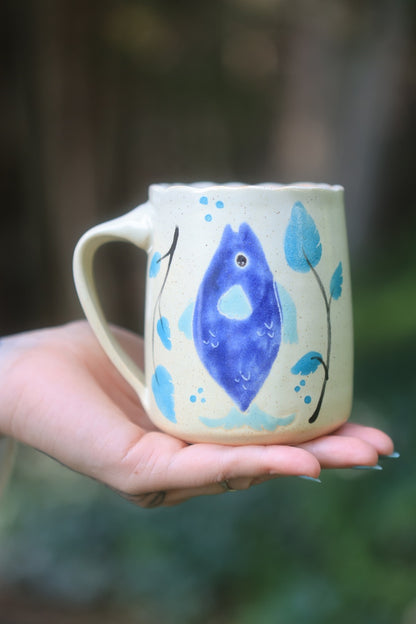 24 Painted Swimming Fishies Mug in Porcelain 13 oz