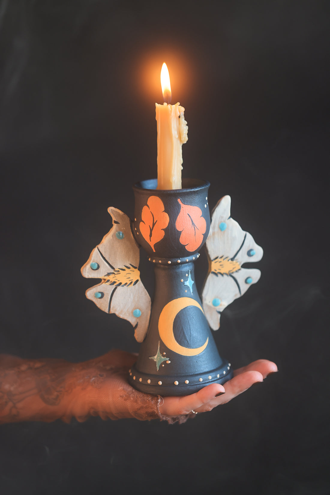 Autumn Moths Candle Holder in Midnight