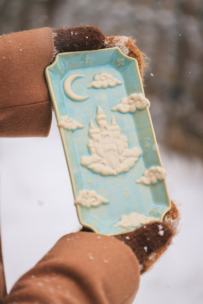 Castle in the Clouds Dish in Turquoise Porcelain