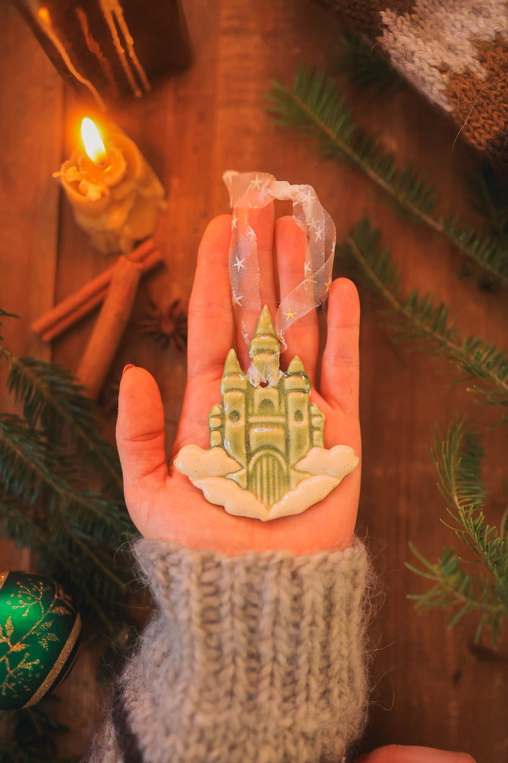The Cloud Castle Holiday Ornament in Rosemary Porcelain