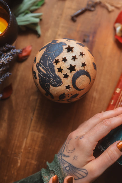 Painted Autumn Rabbit Incense Box