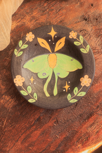 Painted Midnight Luna Moth Trinket Dish