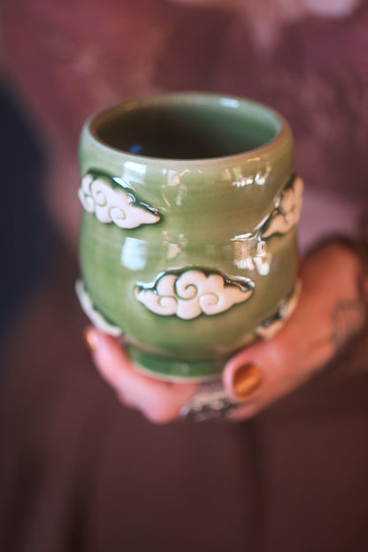 LIMITED PREORDER for The Moonlit Cloud Tumbler in Rosemary Green Porcelain 10-12 oz