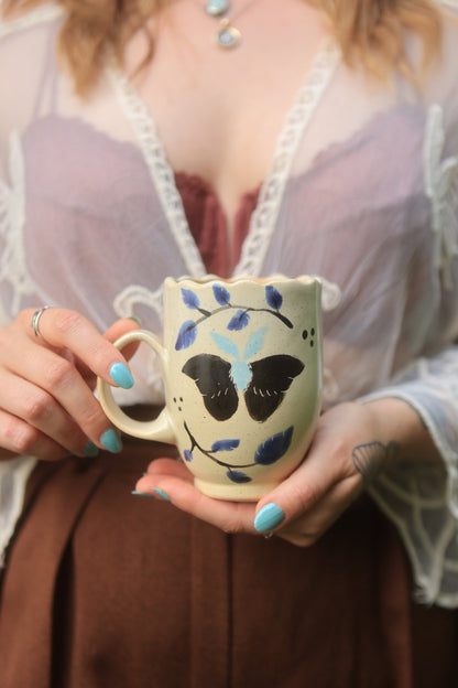 39 Painted Summer Moths Folkware Mug in Porcelain 13 oz
