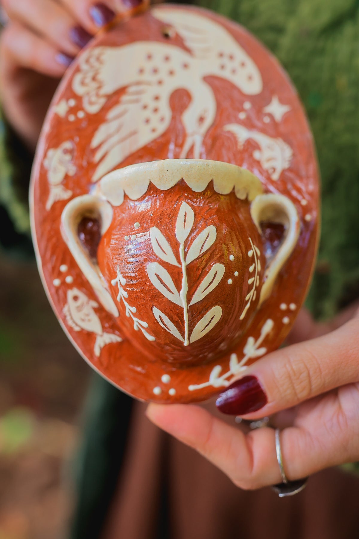 Autumn Lake Loon Wall Pocket in Terracotta