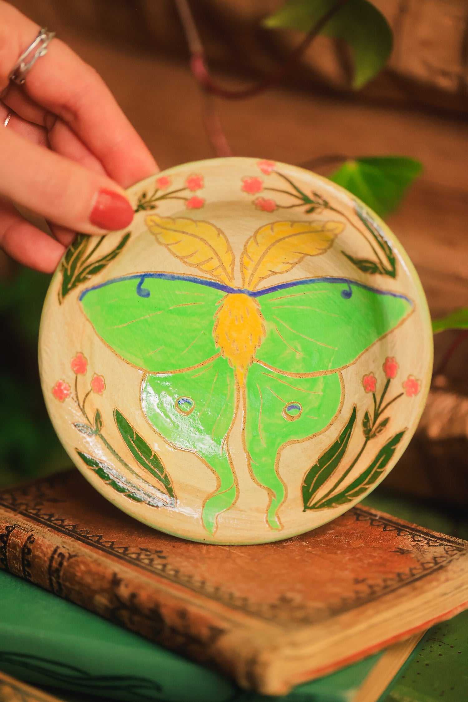 Painted Garden Luna Moth Dish