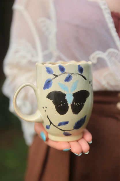 39 Painted Summer Moths Folkware Mug in Porcelain 13 oz