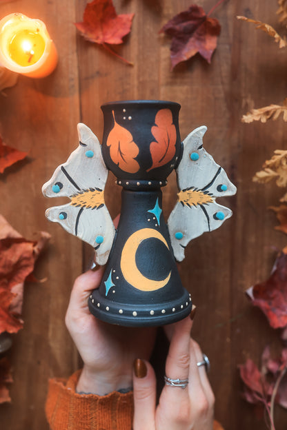 Autumn Moths Candle Holder in Midnight