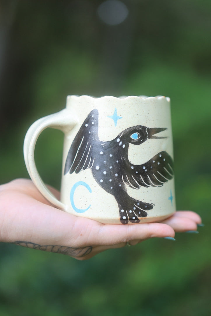 25 Painted Summer Loons Folkware Mug in Porcelain 13 oz