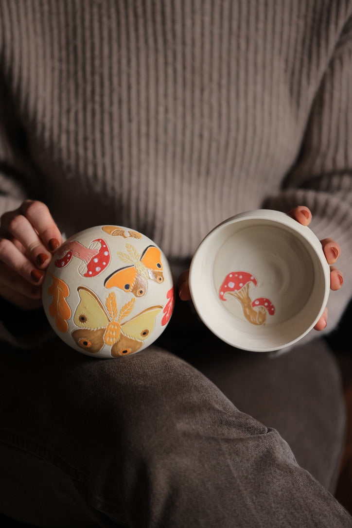 Autumn Moths Porcelain Jewelry Box