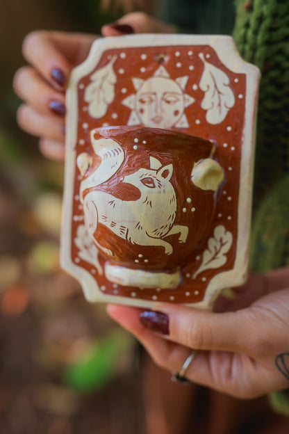 Autumn Forest Fox Wall Pocket in Terracotta