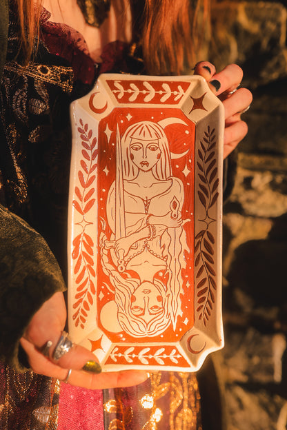 Vampyr Queen of Swords Dish in Slipped Terracotta