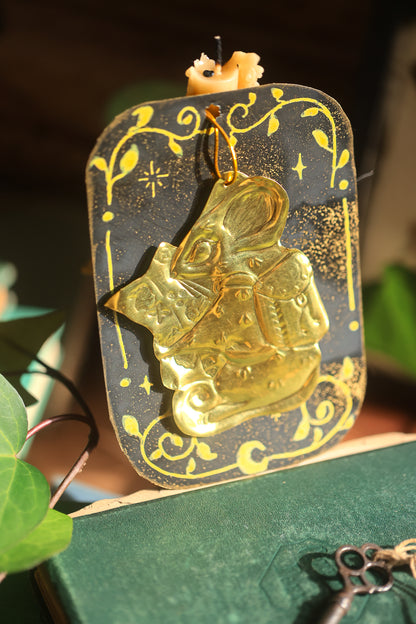 Golden Mouse Explorer Charm in Antique Brass